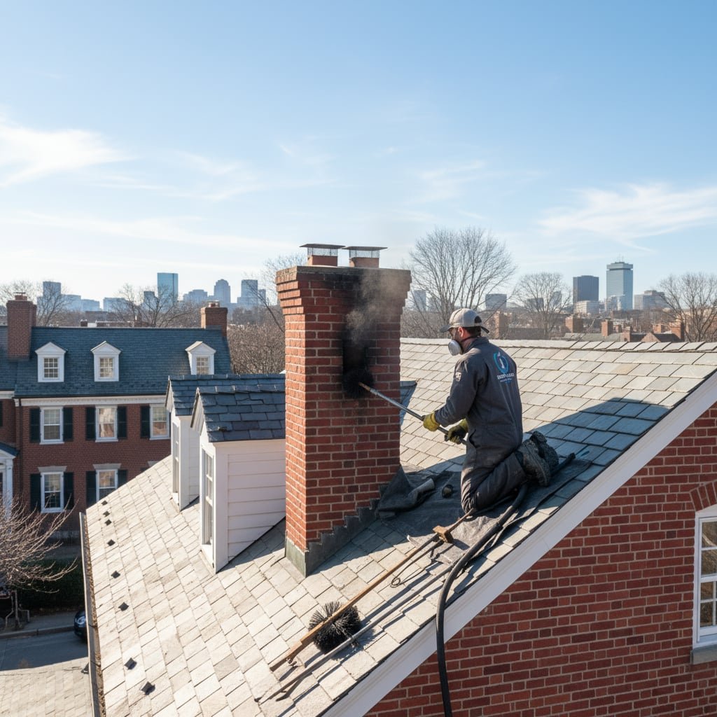 Smart Smoke Chimney Sweep team working on chimney